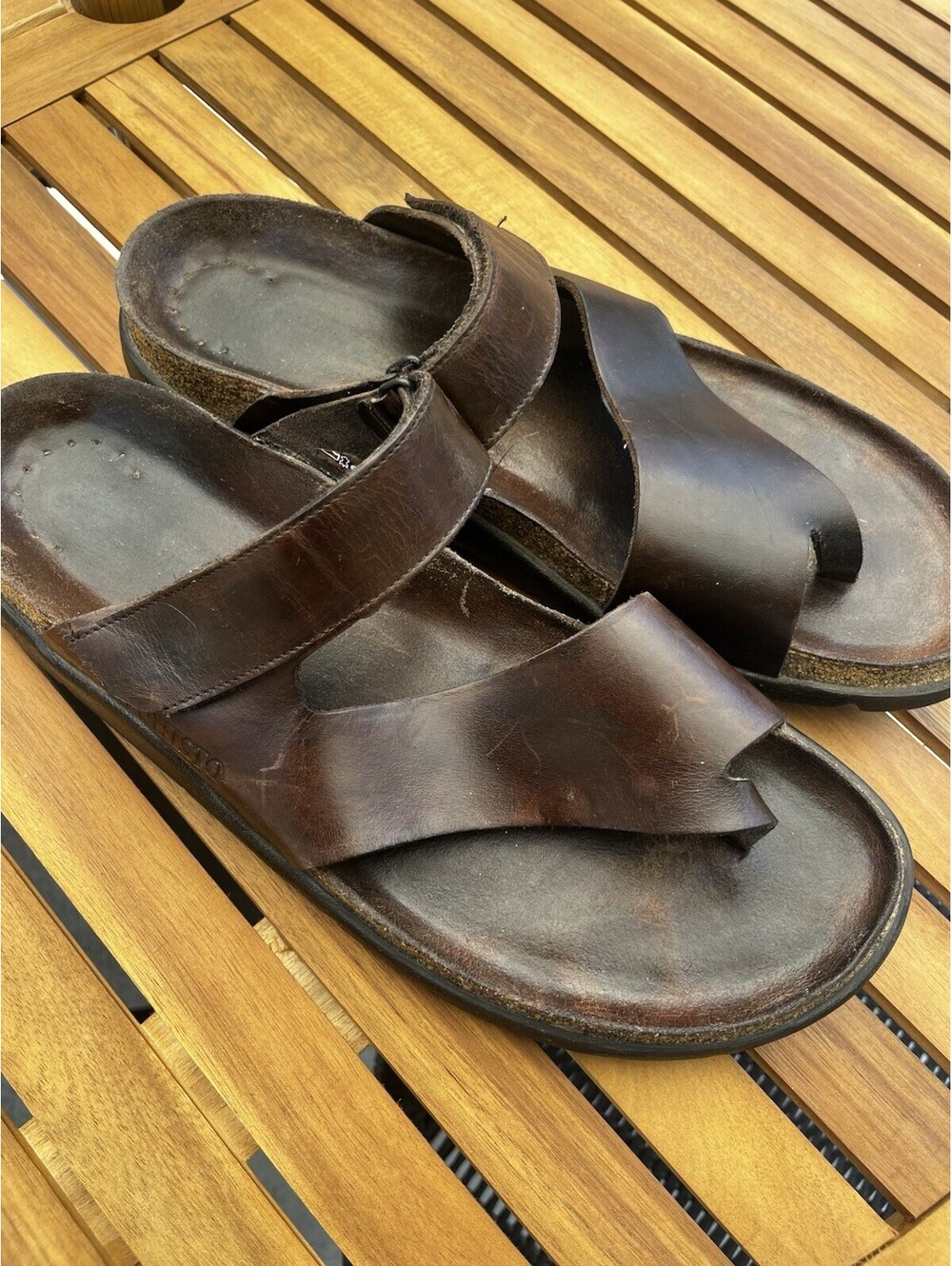 Mephisto Mobils Sandals Mens SZ EU 47 US 13 Brown James Slide Adjustable Comfort